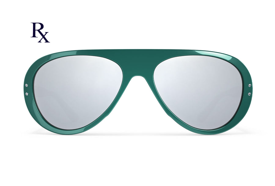 Ski Aviators Rx green sunglasses by VALLON