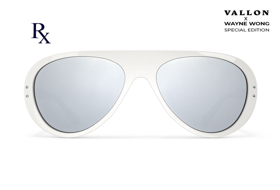 Ski Aviators Rx Glasses Wayne Wong white sunglasses by VALLON